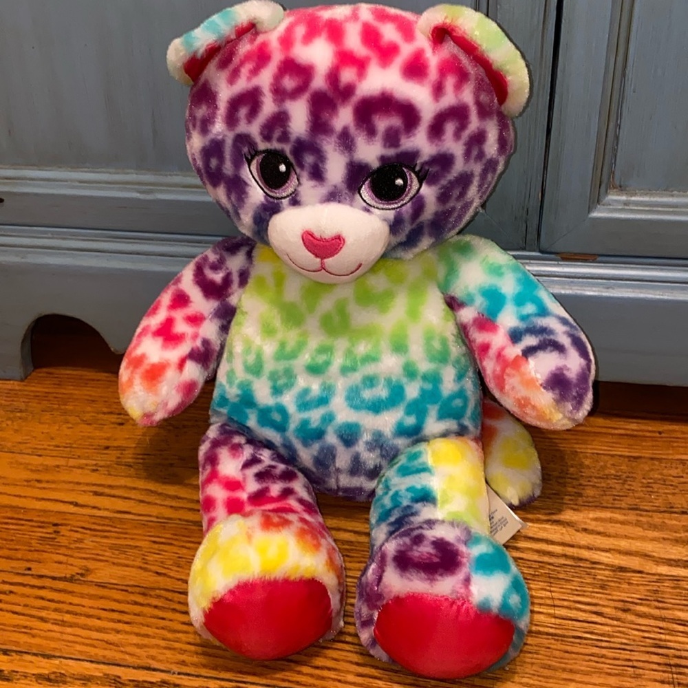 Build a bear rainbow leopard spotted plush
